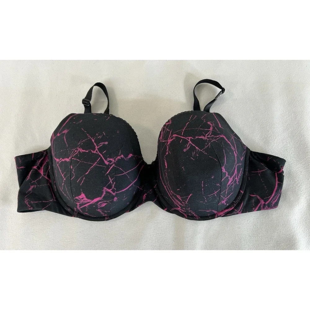 Torrid Curve Back Smoothing Cotton T-shirt Bra Pink Black Sz 50C